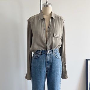 Vintage Multi-Color Button Front Collared Shirt M